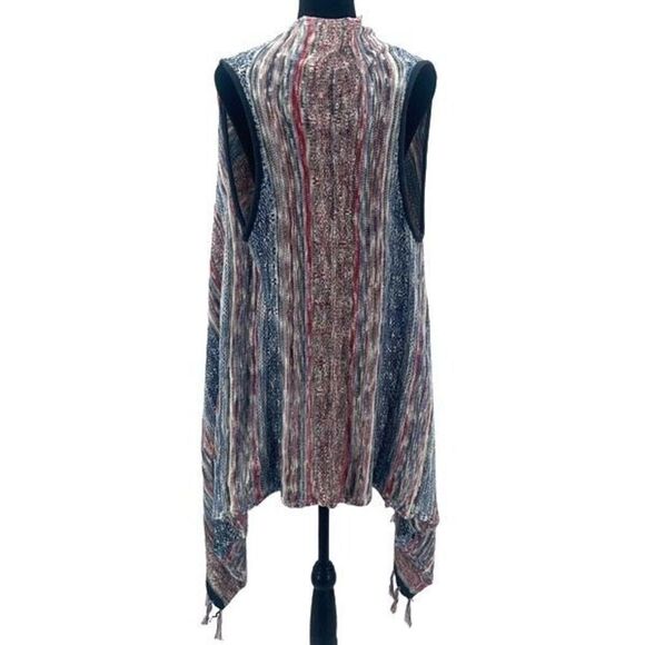 Style & Co. Womens Open Front Fringe Asymmetrical Poncho Multicolor Size Medium - Picture 4 of 6